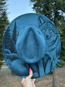 Wolf Engraved Fedora Hat