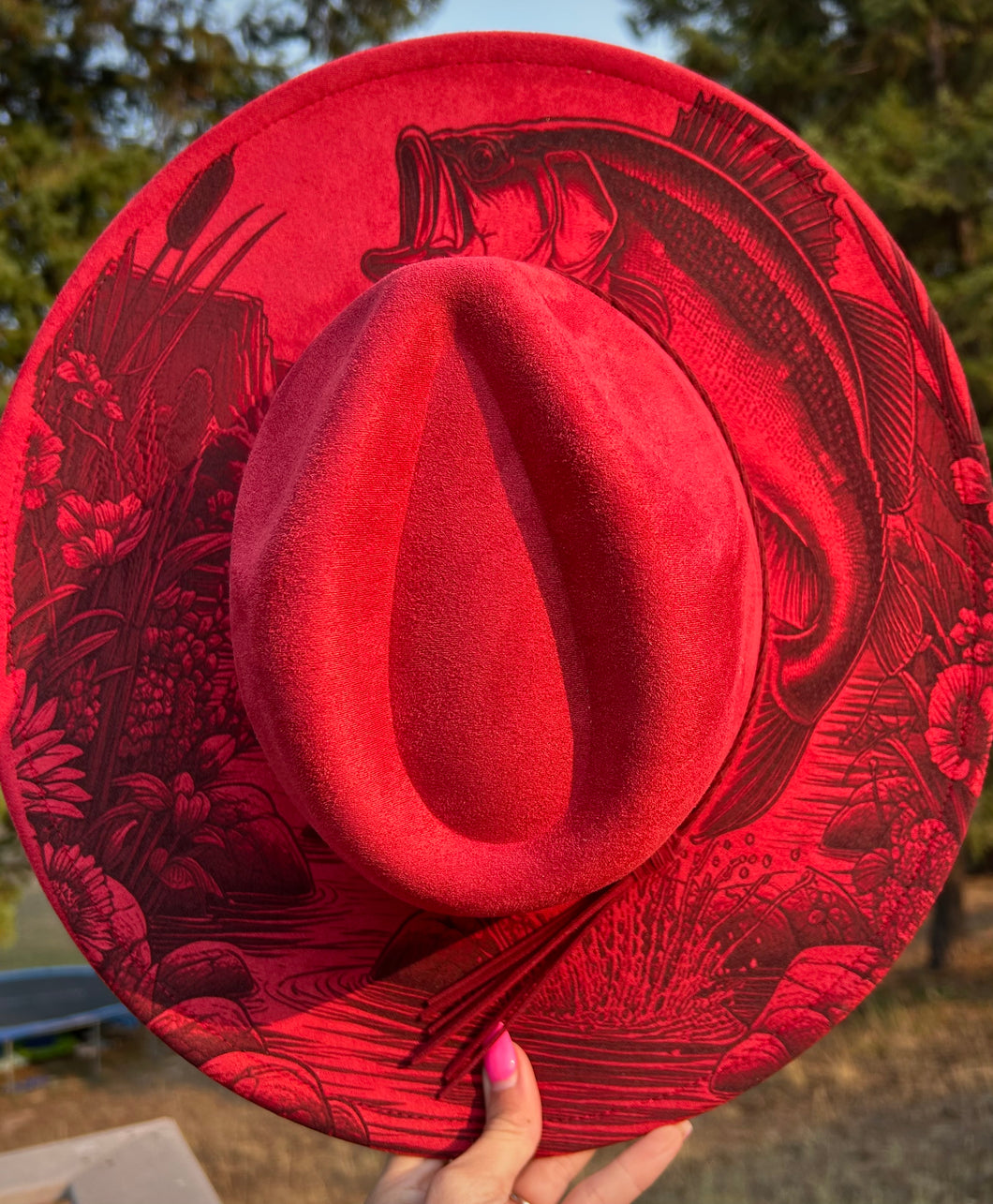 Bass Fishing Engraved Fedora Hat