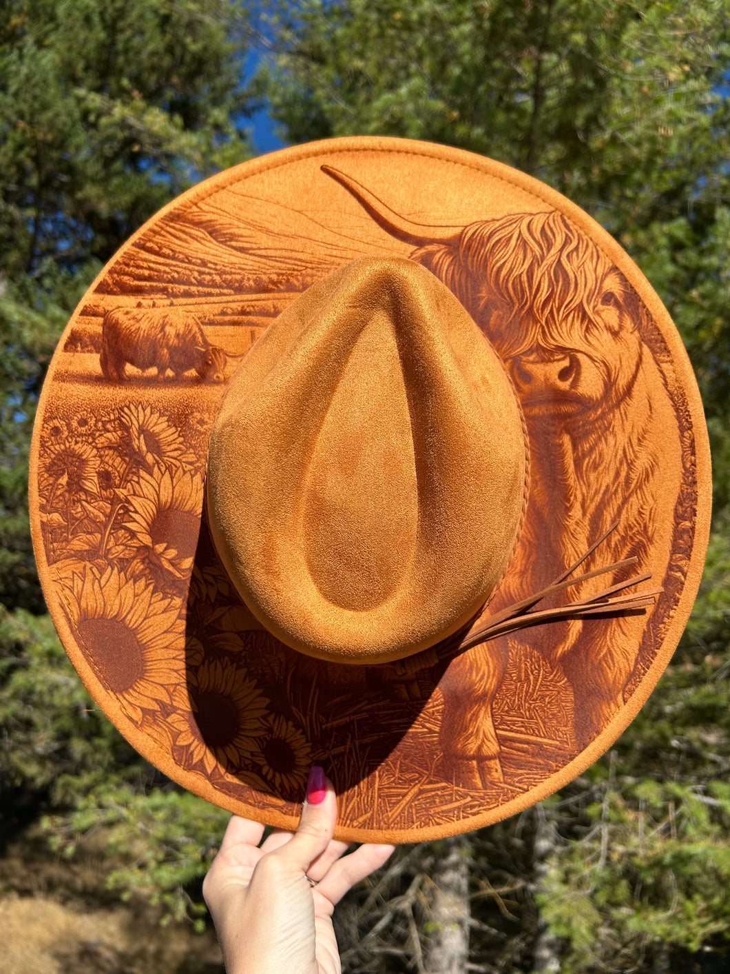 Highland Cow Engraved Fedora Hat