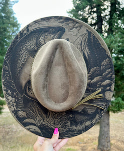 Trout Fish Engraved Fedora Hat