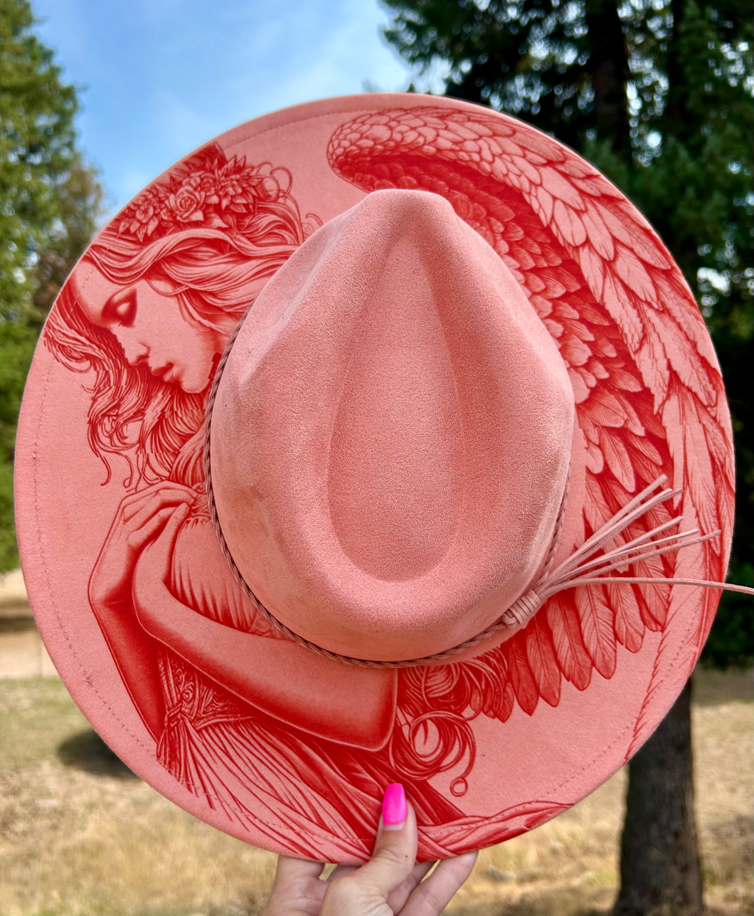 Angel Engraved Fedora Hat