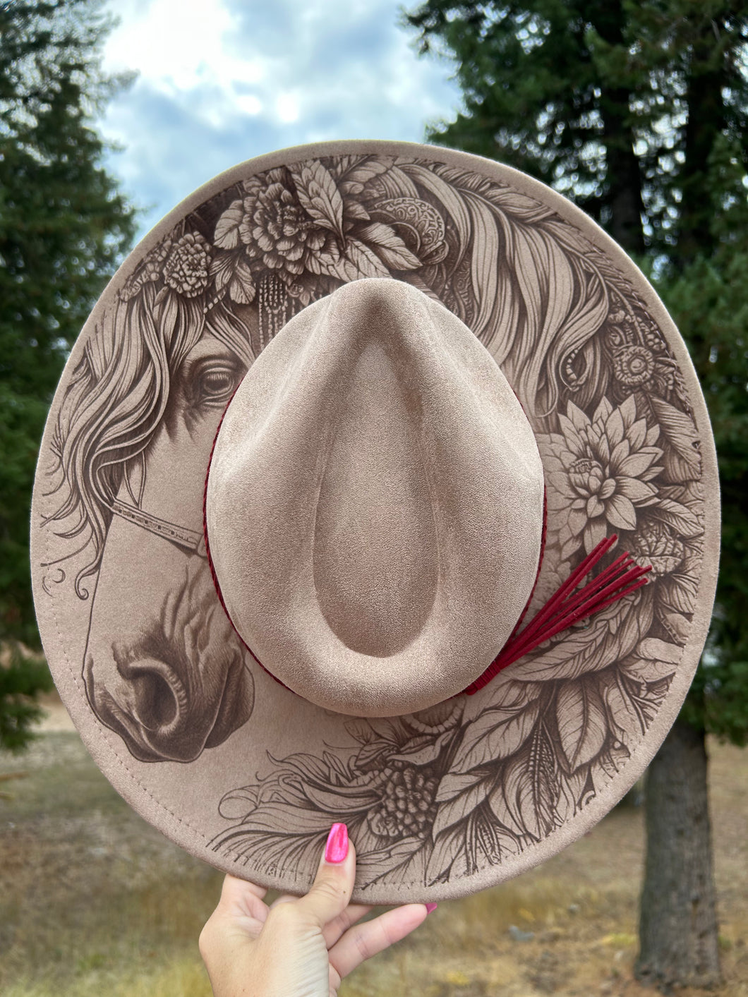 Horse Engraved Fedora Hat