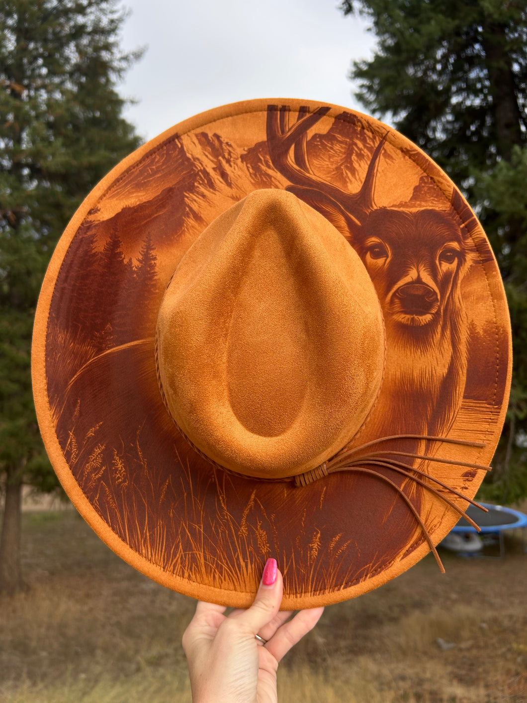 White Tail Deer Engraved Fedora Hat