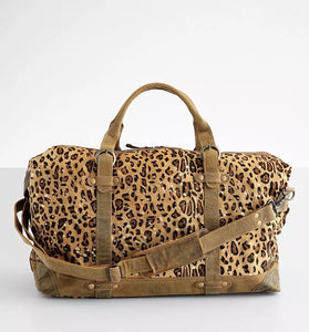 Leopard & Hair on Hide Acid Wash Weekender Duffle Bag