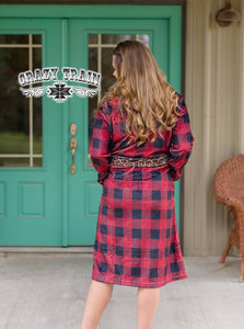 Crazy Train Buffalo Plaid Leopard Robe