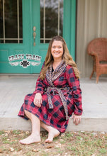 Load image into Gallery viewer, Crazy Train Buffalo Plaid Leopard Robe
