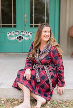 Load image into Gallery viewer, Crazy Train Buffalo Plaid Leopard Robe
