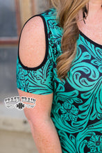 Load image into Gallery viewer, Cow Town Babe Cold Shoulder Top
