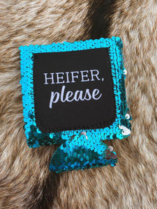 Heifer Please Sequin Can Cooler