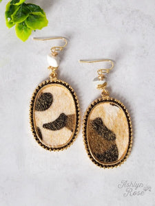 Cream Faux Cowhide Earrings