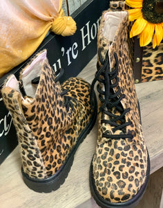 Leopard Print Lace Up Boots