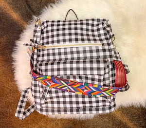 Black & White Buffalo Plaid Backpack